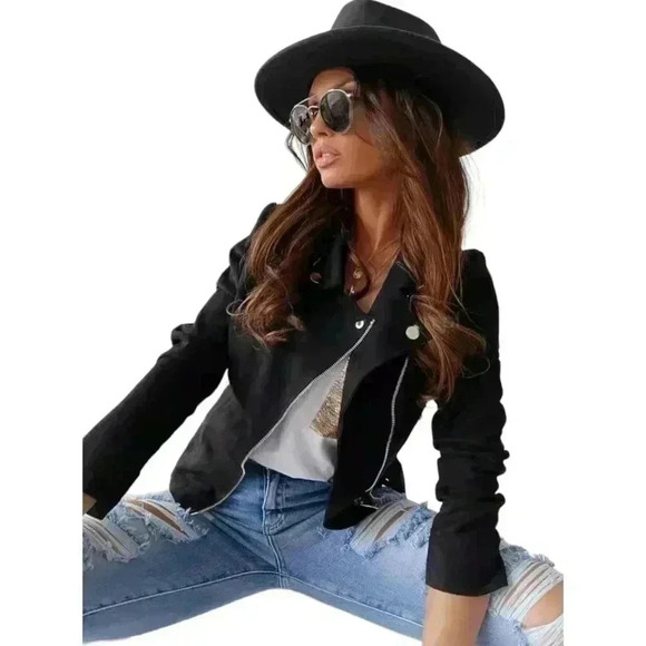 Alt. B Black Knit Moto Biker Motorcycle Jacket Size Small Grunge - Picture 6 of 14